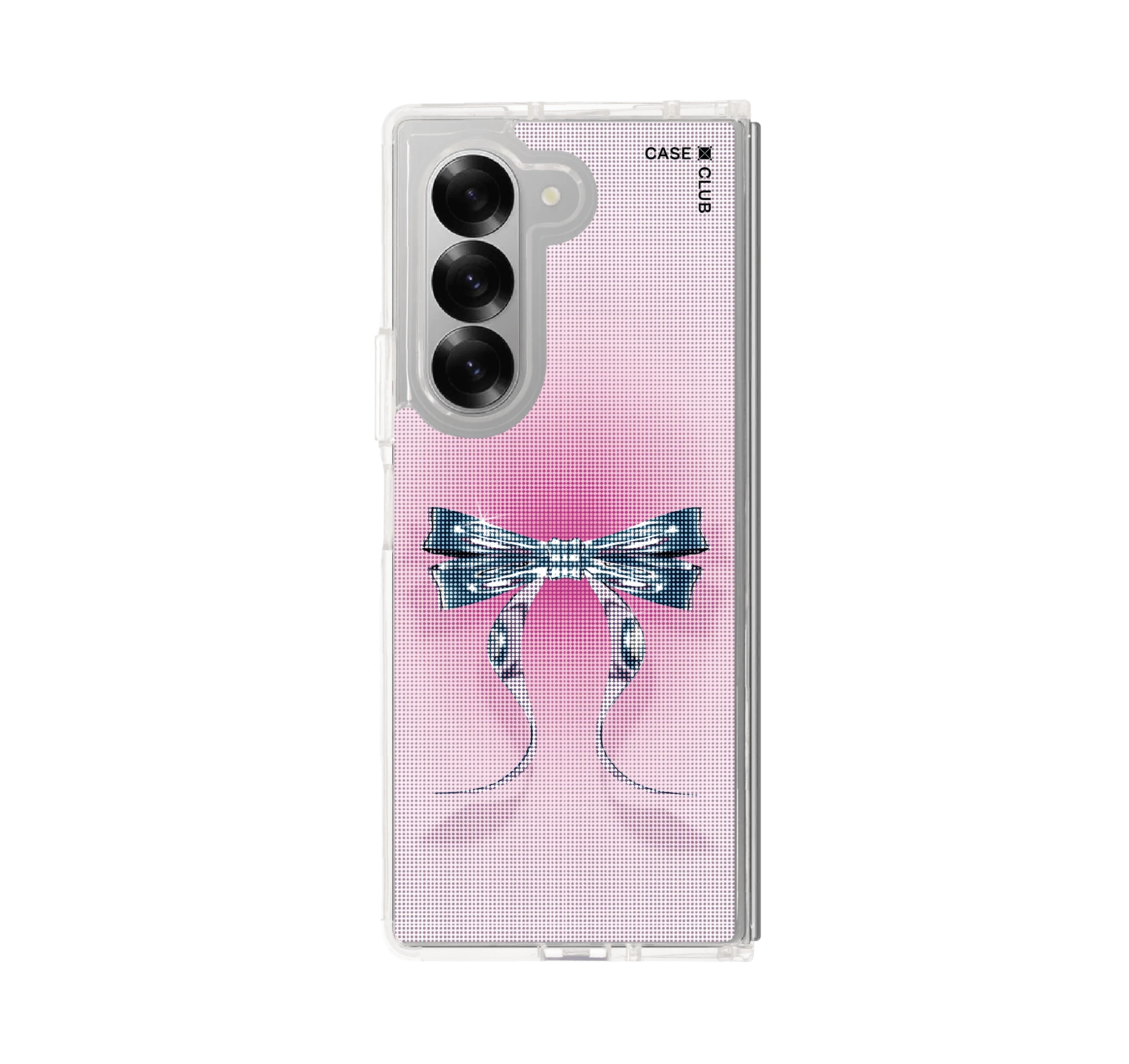 เคสใส samsung galaxy z fold 6 ริบบิ้นฮาล์ฟโทนสีฟ้าชมพู
